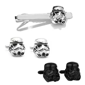 Stormtrooper Helmet Cufflinks and Tie Clip Gift Set | Star Wars Wedding, Groom - Picture 1 of 11