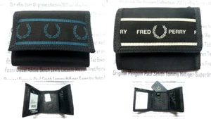FRED PERRY Cartera Triple Pliegue Para Hombres Cinta Negra Poli Lona Carteras Monedas Seguras Nuevas con Etiquetas - Imagen 1 de 18