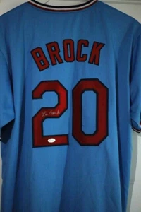 Lou Brock, St. Louis Cardinals Great-Auto on Replica Baby Blue BB Jersey-COA - Picture 1 of 7