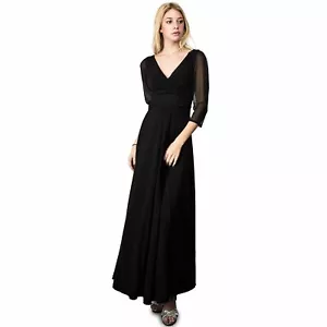 Evanese Women's Plus Size Evening Party Formal Long Dress Gown with 3/4 Sleeves - Picture 1 of 10