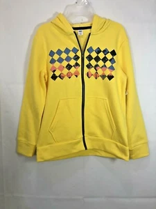 Old Navy Boys Yellow Graphic Argyle/Diamond W/ Palm Trees Zip Up Hoodie Jacket - Picture 1 of 10