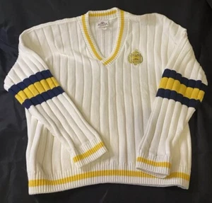 VTG Antigua Sport XL Men’s Knit Cricket Tennis Sweater Naval Achademy Ecru Gold - Picture 1 of 14