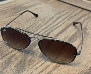Ray-Ban Blaze Aviator Sunglasses Gunmetal w/ Brown Gradient Dark Brown RB3584N - Picture 1 of 4