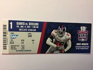 NEW YORK GIANTS VS PITTSBURG STEELERS AUGUST 11, 2017 TICKET STUB - Picture 1 of 1