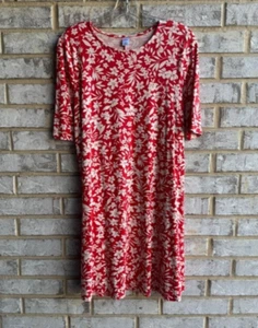 Old Navy Short Sleeve Red / White Floral Jersey Dress Women's Size M - Picture 1 of 8