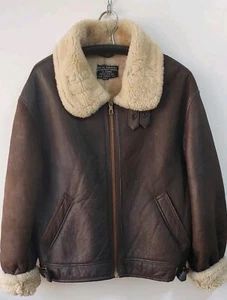 Giacca B-3 Shearling vintage pelle di pecora US Army aviatore marrone taglia 54 - Foto 1 di 20