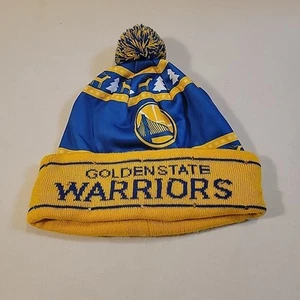 Golden State Warriors Beanie Hat Pom Blue Knit Basketball GSW SF NBA Lighted - Picture 1 of 7