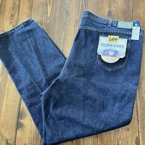 Vintage Lee Stormrider Denim Blue Jeans Big & Tall Mens 52x32 Made In USA NWT - Picture 1 of 9