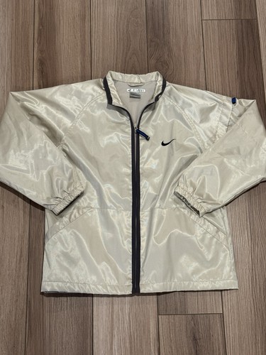 OFF WHITE Giacca a vento Nike vintage full zip pista corsa bianco sporco uomo large