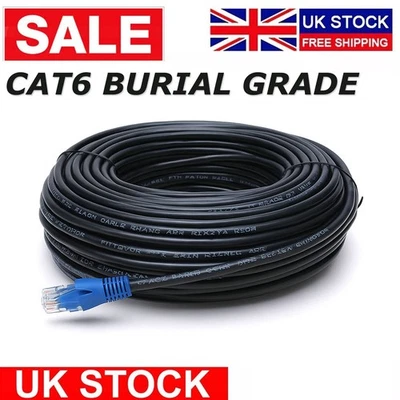 CAT 6 CABLE OUTDOOR EXTERNAL PATCH LEAD FOR RJ45 UK GIGABIT NETWORK INTERNET LOT - Image 1 of 4