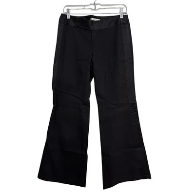 Pantalones de vestir Nanette Lepore para mujer talla 4 negros con ribete de satén pierna ancha acampanados Foto 1 de 4