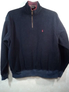 Polo Ralph Lauren Vintage Pullover Sherpa Fleece Men M Blue 1/4 Zip Long Sleeve - Picture 1 of 22