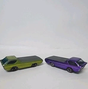 Pair Of 1967 Hot Wheels Deora Redlines Sweet 16 HK Antifreeze & Purple No Boards - Picture 1 of 24
