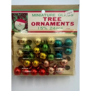 Vintage Miniature Glass Tree Ornaments 15mm 24 Pieces Christmas Decor - Picture 1 of 1