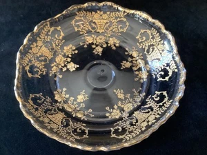 Vintage Cambridge Glass Co. #3400 - "Portia" dish - gold - Picture 1 of 3