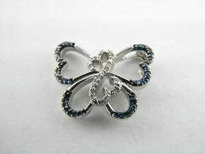 JWBR Jane Seymour Open Hearts Lab Created blau weißer Diamant Schmetterling Anhänger - Bild 1 von 12