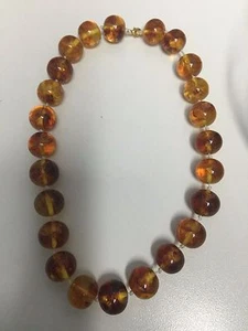 VINTAGE NATURAL BALTIC BRILLIANT HONEY AMBER BEADED NECKLACE 85 grams - Picture 1 of 8