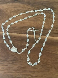 Vintage Antique Swift & Fisher Sterling Silver Rosary w Faceted Crystal Beads - Picture 1 of 5