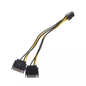 Dual SATA Power to 6Pin PCI-E Cable Converter Wire for PCI Express Video Card - Picture 1 of 7