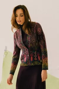 Ivko jacket cardigan ornament plum red purple wool blazer 242712 - Picture 1 of 4