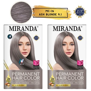 2x MIRANDA Premium 3D Permanent Haarfarbe Conditioner Farbe MC-16 ASH BLONDE 9.1 - Bild 1 von 23
