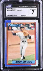 CGC Slabbed & Graded MISPRINT Benny Santiago w/Padres 1990 Topps Baseball Cd#35 - Picture 1 of 5