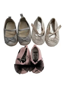 Set Of 3 Baby Girls Shoes Size 2 By Koala Baby & Carters Glitter & Bow Details c - Picture 1 of 11