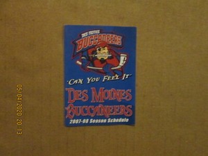 USHL Des Moines Buccaneers Vintage Circa 2007-08 Team Logo Pocket Schedule