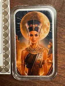 Barra de arte coloreada Queens Of Nile Nefertiti Cleopatra 999 serie PLATA # 1 OZ - Imagen 1 de 4