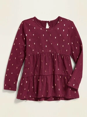 Camisa Jersey Manga Larga Estampado Lámina Dorada Top Niñas OLD NAVY NUEVA CON ETIQUETAS MEDIANA  Foto 1 de 4