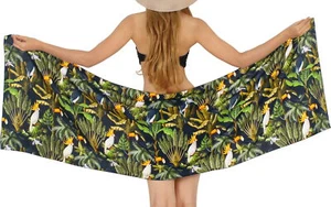 HAPPY BAY Women's Tie Wrap Beach Bikini Cover Up Sarong One Size Denim, Tropical - Picture 1 of 3