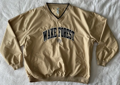Wake Forest Demon Deacons Mens XL Pullover V-neck Jacket Old Gold Windbreaker Cover
