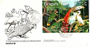 BRAZIL1988 FDC SHEET ECOLOGICAL PRESERV. BIRDS, FLOWERS, PARROT, BRAPEX - Picture 1 of 6