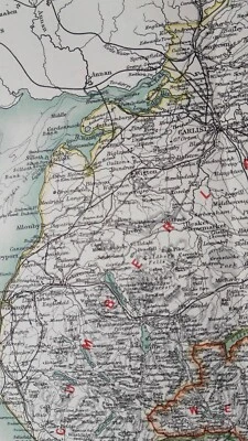 1894 Cumberland, Westmorland, Upper Lake District antique map.  Carlisle. - Image 1 of 4