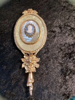 Unique Guilded Gold French Style Cameo Ornate Small Mirror - Image 1 of 4
