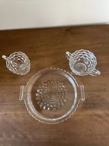 Vintage Indiana Glass Whitehall Cubist Cream & Sugar w/ Under Tray W/ Handles - Picture 1 of 5