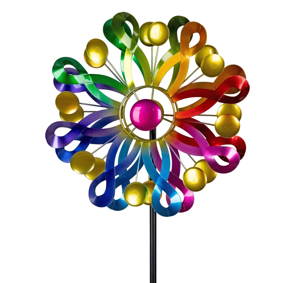 Windrad Gartenstecker COLOR SCHLAUFEN H. 120cm D. 30cm Formano Garten S25 - Bild 1 von 1