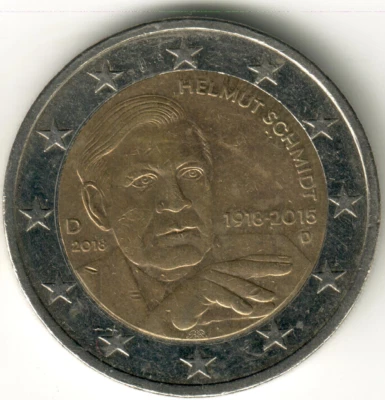 Germany - 2018D - 2€ - Helmut Schmidt - Commemorative issue - #16763 - Image 1 of 2