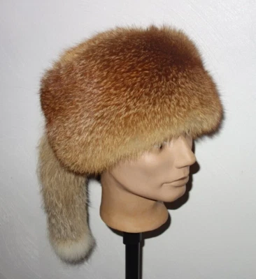 Pelz Kappe Echtfell Trapper Mütze Rotfuchs Fellmütze Fuchs Jagd Hut Schapka Hat - Bild 1 von 4