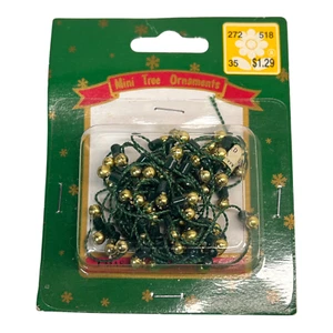 Vtg Mini Tree Ornaments Gold Christmas Bulb Garland Dollhouse Tiny Miniature - Picture 1 of 5