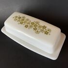 Vintage Pyrex Covered Butter Dish 2-Piece Green Crazy Daisy Spring Blossom