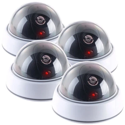 VisorTech 4er-Set Dome-Überwachungskamera-Attrappen, durchsichtiger Kuppel, LED - Bild 1 von 4