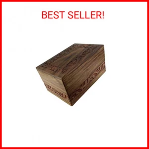 Indian Glance Wooden Urn Box - Urn for Human Ashes Funeral Cremation Urn with - Picture 1 of 2