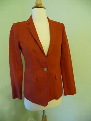J.CREW PETITE REGENT BLAZER IN LINEN, SIZE 0P, C0575, RADIO RED, $ 178.00 - Image 1 of 4