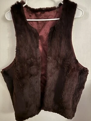 Chaleco Abrigo Borgoña Piel Genuina Botón Forro Pecho 46 Largo 27 Foto 1 de 4