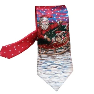 Vintage Cambridge Classics Mens Necktie Santa Claus Christmas Silk Tie Mervyns - Picture 1 of 4