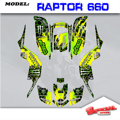 For YAMAHA RAPTOR 660 660R 2001-2005 Graphics Kit Decals CarbonFilber ...