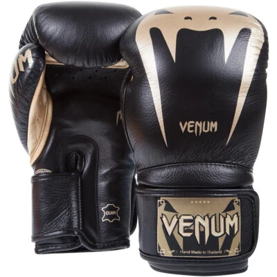Guantes de Boxeo Venum Giant 3.0 Cuero Nappa Gancho y Lazo - Negros/Dorados Foto 1 de 4