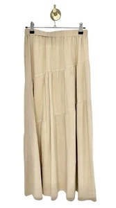 THANNE Womens Tan Beige Peasant Layered A-Line Linen Blend Skirt Size 10 - Picture 1 of 10