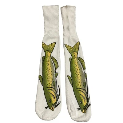 Vintage 80s Men's Catfish Socks Novelty Gag Joke Fishermen Fish - Image 1 of 4